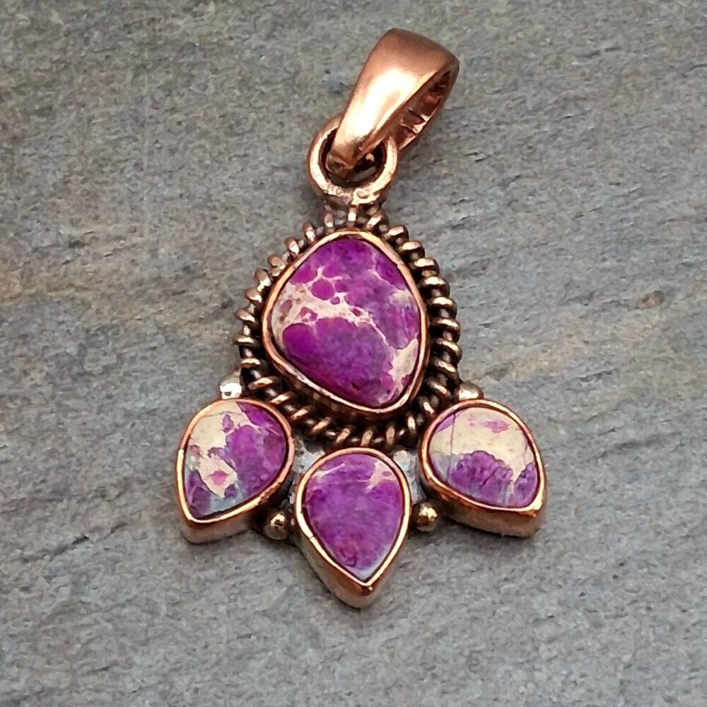 Purple Sea Sediment Jasper Pendant Magenta Copper Southwestern Statement Cluster